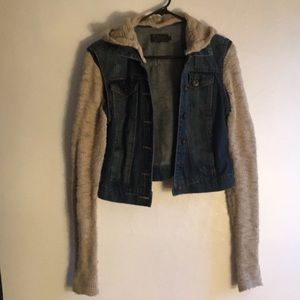 Crop jean sweater jacket